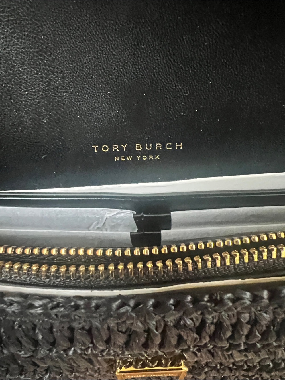 Tory Burch Black Woven Crossbody with Gold Chain - Picture 5 of 9